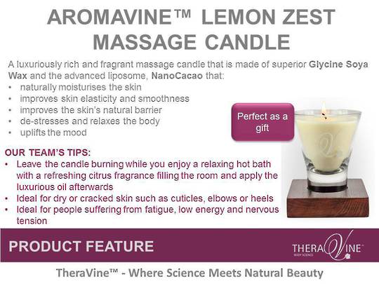 Theravine Professional LARGE Lemon Zest Massage Candle 2pc image 1